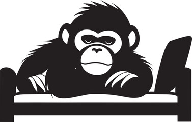 Tranquil Tail Monkey Resting on Couch Emblem Zen Zephyr Couch Sleep Vector Logo