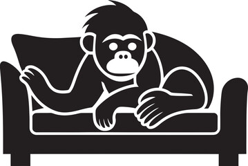 Cozy Comfort Monkey Sleeping on Couch Vector Logo Snooze Station Couch Nap Icon Design