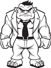 Business Barbarian Orc in Tailored Suit Logo Stylish Orc Magnate Full Body Suit Emblem