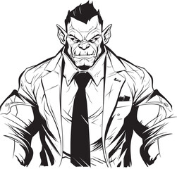 Orc Executive Elegance Formal Attire Vector Icon Professional Primate Orc Suit Logo Design