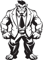 Orc Executive Suited Warrior Icon Design Dressed to Dominate Orc in Business Suit Emblem