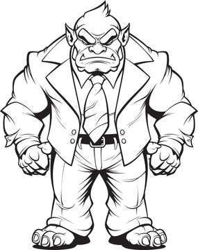 Corporate Raider Orc in Suit Logo Vector Orc Executive Suited Warrior Icon Design