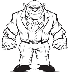 Corporate Conqueror Crest Orc in Full Body Suit Emblem Suited Savagery Symbol Professional Orc Suit Icon