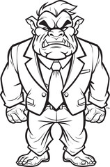 Orc Executive Authority Badge Formal Attire Vector Corporate Conqueror Crest Orc in Full Body Suit Emblem