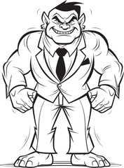 Suited Warrior Crest Orc in Tailored Suit Vector Corporate Orc Commander Mark Formal Attire Emblem
