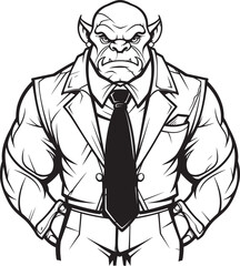 Corporate Orc Commander Mark Formal Attire Emblem Stylish Orc Magnate Badge Full Body Suit Logo
