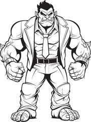 Executive Enforcer Insignia Full Body Suit Emblem Suited Warrior Crest Orc in Tailored Suit Vector