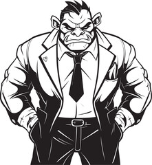 Dapper Orc Dynasty Insignia Corporate Suit Logo Business Beast Monarch Badge Orc in Formal Attire Icon