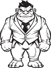 Suited Savage Chief Mark Full Body Orc Suit Vector Corporate Orc CEO Badge Tailored Suit Emblem