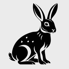 Rabbit silhouette isolated on a gray background. Vector illustration for your design