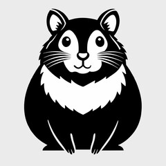 Fototapeta premium Cute hamster. Black and white vector illustration on gray background.