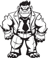 Formal Orc Leader Badge Orc in Tailored Suit Vector Suited Sovereign Mark Full Body Orc Suit Emblem