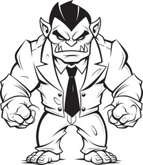 Suited Savagery Symbol Professional Orc Suit Vector Dapper Orc Dynasty Insignia Corporate Suit Emblem