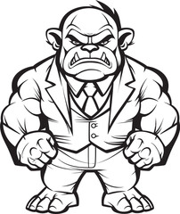 Formal Orc Leader Badge Orc in Tailored Suit Emblem Suited Sovereign Mark Full Body Orc Suit Vector