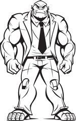 Orc Executive Authority Badge Formal Attire Icon Corporate Conqueror Crest Orc in Full Body Suit Logo