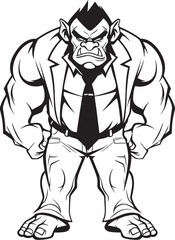 Suited Warrior Crest Orc in Tailored Suit Logo Corporate Orc Commander Mark Formal Attire Vector Icon