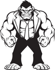 Corporate Orc Commander Mark Formal Attire Vector Icon Orc Executive Elegance Full Body Suit Vector Logo