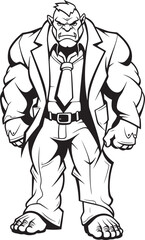 Executive Orc Elegance Orc in Professional Attire Emblem Corporate Command Full Body Suit Logo Vector