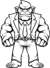 Stylish Savage Orc in Tailored Suit Logo Vector Corporate Conqueror Professional Attire Icon Design