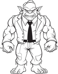 Business Orc Professional Suit Logo Vector Suited Warrior Orc in Formal Attire Icon