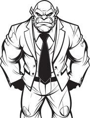 Corporate Conqueror Professional Attire Icon Design Dressed to Dominate Orc in Business Suit Emblem