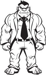 Orc Entrepreneur Corporate Suit Emblem Suited Savage Full Body Orc Suit Logo Vector