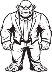 Suited Savage Full Body Orc Suit Logo Vector Formal Fighter Corporate Attire Icon Design