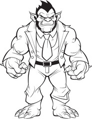 Dapper Orc Full Body Suit Logo Vector Business Beast Corporate Attire Icon Design