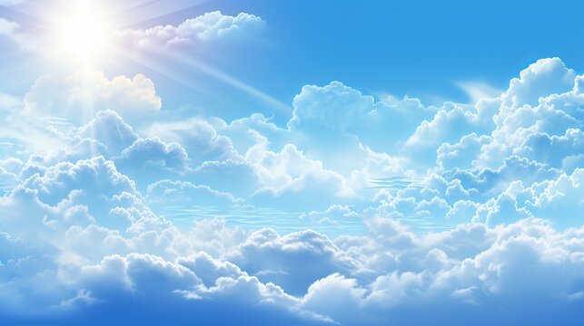 Blue sky with white cloud. Summer paradise is a colorful clearing day. Good weather and beautiful nature in the morning.