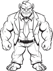 Dapper Orc Full Body Suit Logo Vector Business Beast Corporate Attire Icon Design