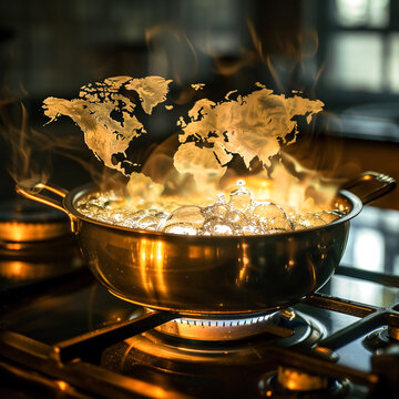 A close-up of a bubbling pot of water boiling on a stovetop