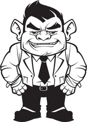 Dapper Orc Orc in Professional Suit Emblem Stylish Magnate Full Body Suit Logo Vector