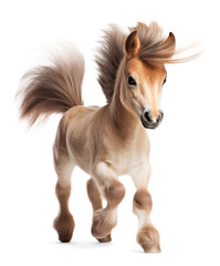 Adorable pony walking on isolated transparent background