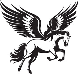 Mythical Flight Pegasus Emblem Logo Design Airborne Beauty Pegasus Horse Vector Icon