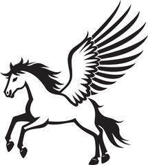 Mythical Flight Pegasus Emblem Design Icon Airborne Beauty Pegasus Horse Logo Vector