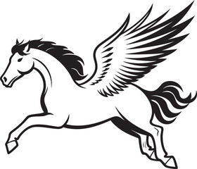 Airborne Beauty Pegasus Horse Icon Design Winged Guardian Pegasus Logo Vector Emblem