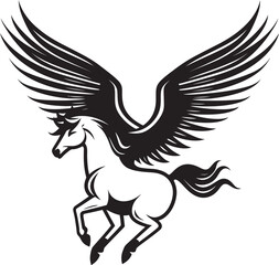 Celestial Glide Pegasus Logo Vector Emblem Ethereal Equine Pegasus Horse Icon Design