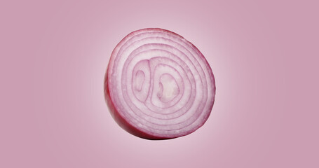 Onion, Slice Onion, Red onion slices, Fresh red onion, cut in half sliced isolated