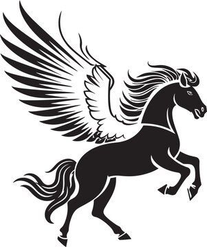 Winged Guardian Pegasus Horse Icon Design Celestial Glide Pegasus Logo Vector Emblem