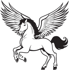 Heavenly Charger Pegasus Horse Emblem Design Ethereal Equestrian Pegasus Logo Vector Icon