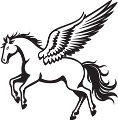 Celestial Canter Pegasus Horse Icon Design Wings of Majesty Pegasus Logo Vector Emblem