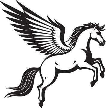 Celestial Glide Pegasus Logo Vector Emblem Ethereal Equine Pegasus Horse Icon Design