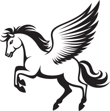 Celestial Canter Pegasus Horse Icon Design Wings of Majesty Pegasus Logo Vector Emblem