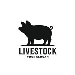 Pork farm livestock logo vector