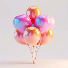 3d rendered heart shape colorful balloons for celebration birthday party 