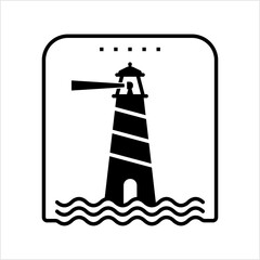Lighthouse Icon, Light Tower For Navigational Aid