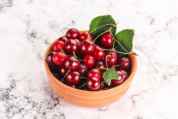 Ripe sweet juicy cherry heap