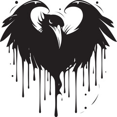 Fototapeta premium Guardian of Affection Iconic Raven Symbol with Heart Hearts Sentinel Raven Perched on Heart Icon