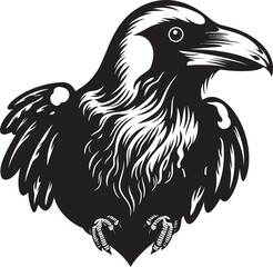 Fototapeta premium Heartfelt Connection Perched Raven Vector Logo Design Ravens Rest Heart Vector Logo with Perched Bird Icon