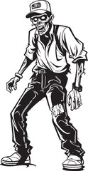 Fearful Threads Scary Zombie in Cargo Pants Logo Design Cargo Horror Zombie Vector Icon with Spooky Pants